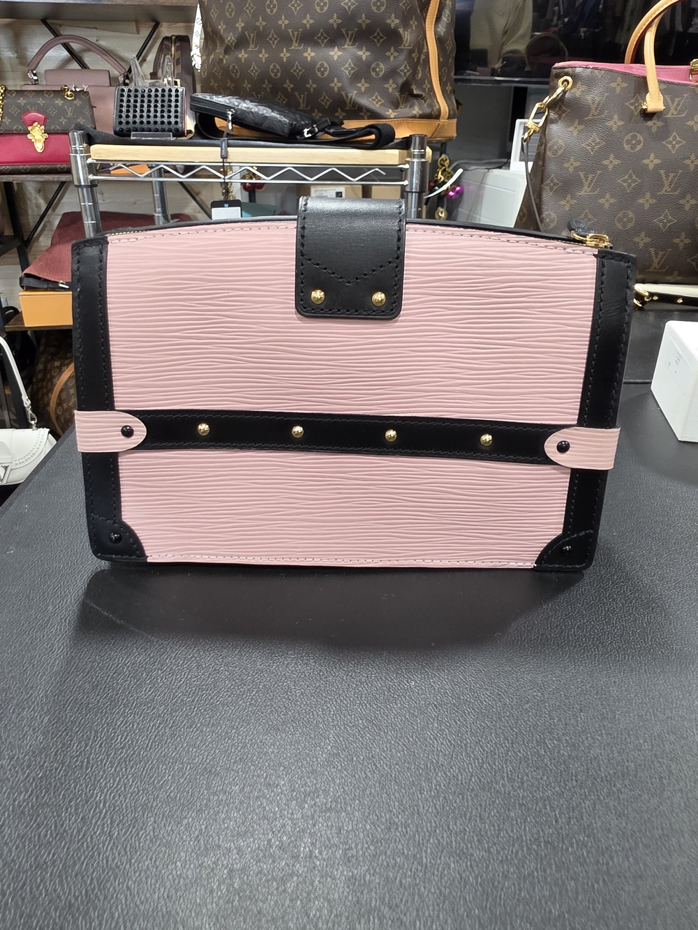 Louis Vuitton Trunk Clutch in Rose Ballerine Epi Leather W/Crossbody Strap COA - Picture 2 of 8